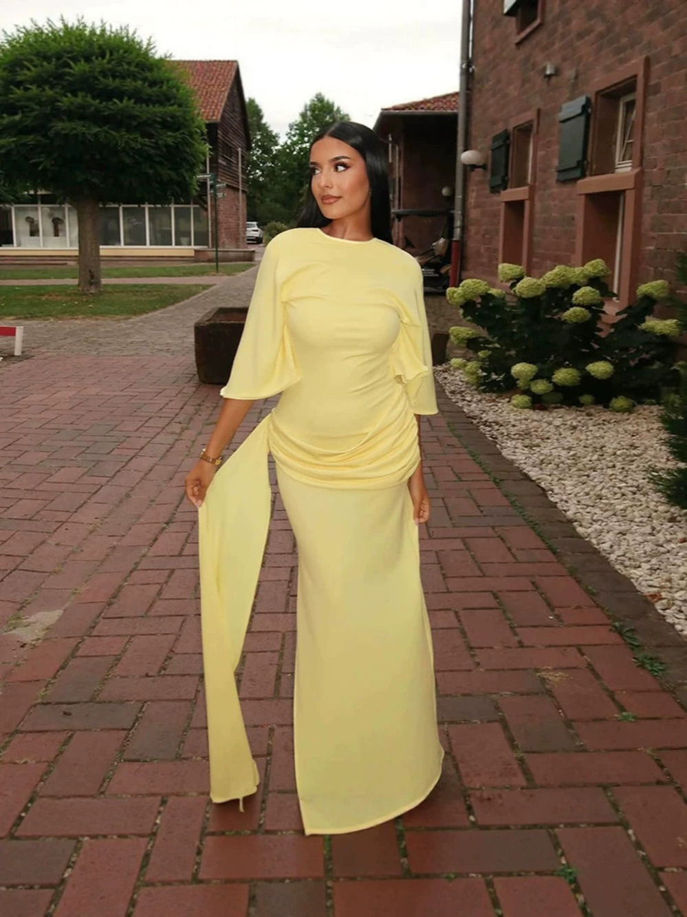 Zara Backless Layered Ruffle Ribbon Maxi Dress - Picture 5 of 6